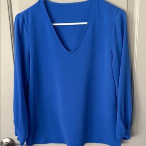 Elegant Blue V-Neck Women's Top